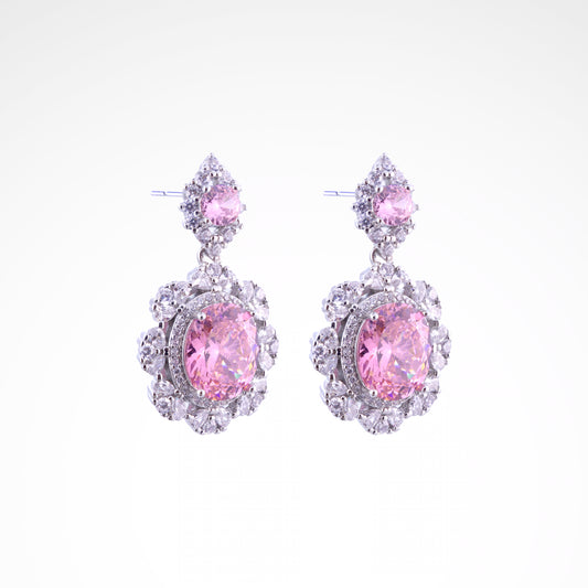 Royal Blush Oval Blossom Drop Earrings