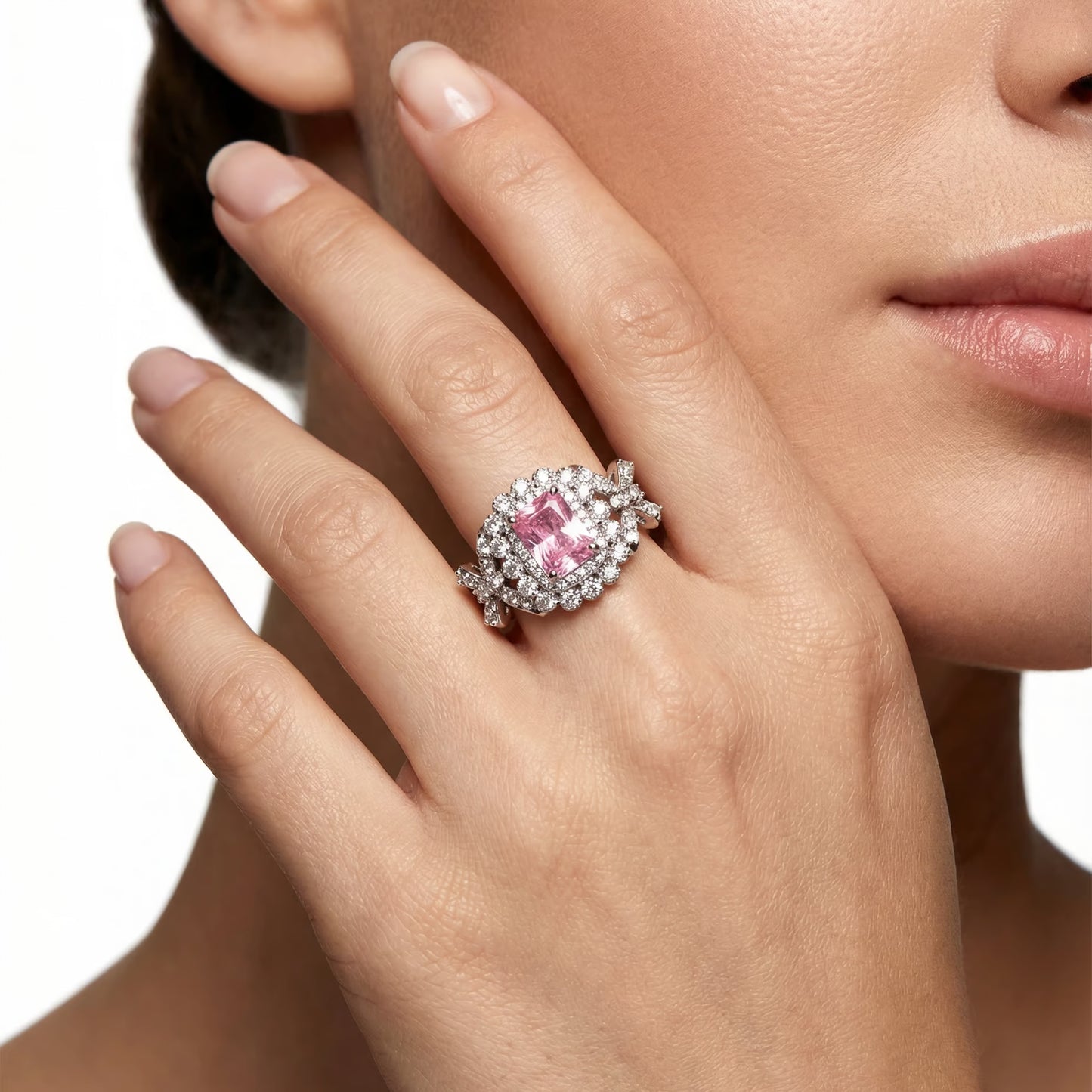 Enchanted Blush Radiant Bow Cocktail Ring