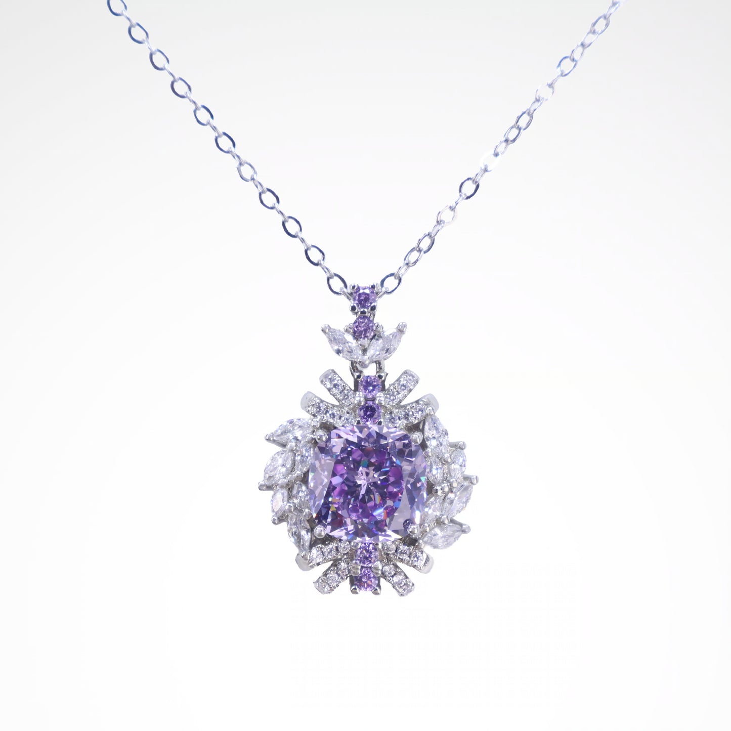Sparkslette Purple Oval Crystal Floral Burst Pendant