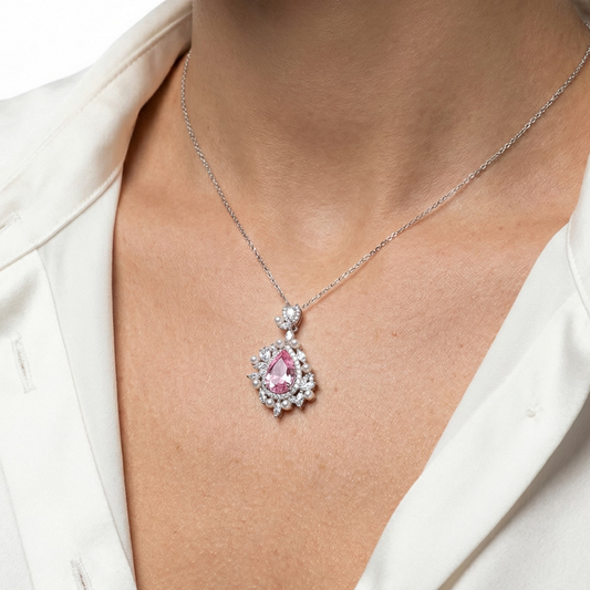 Regal Blush Pearl & Crystal Pear-Cut Pendant