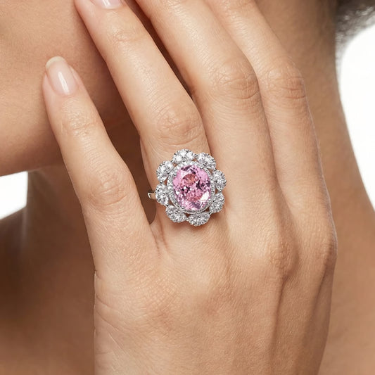 Royal Blush Oval Blossom Cocktail Ring