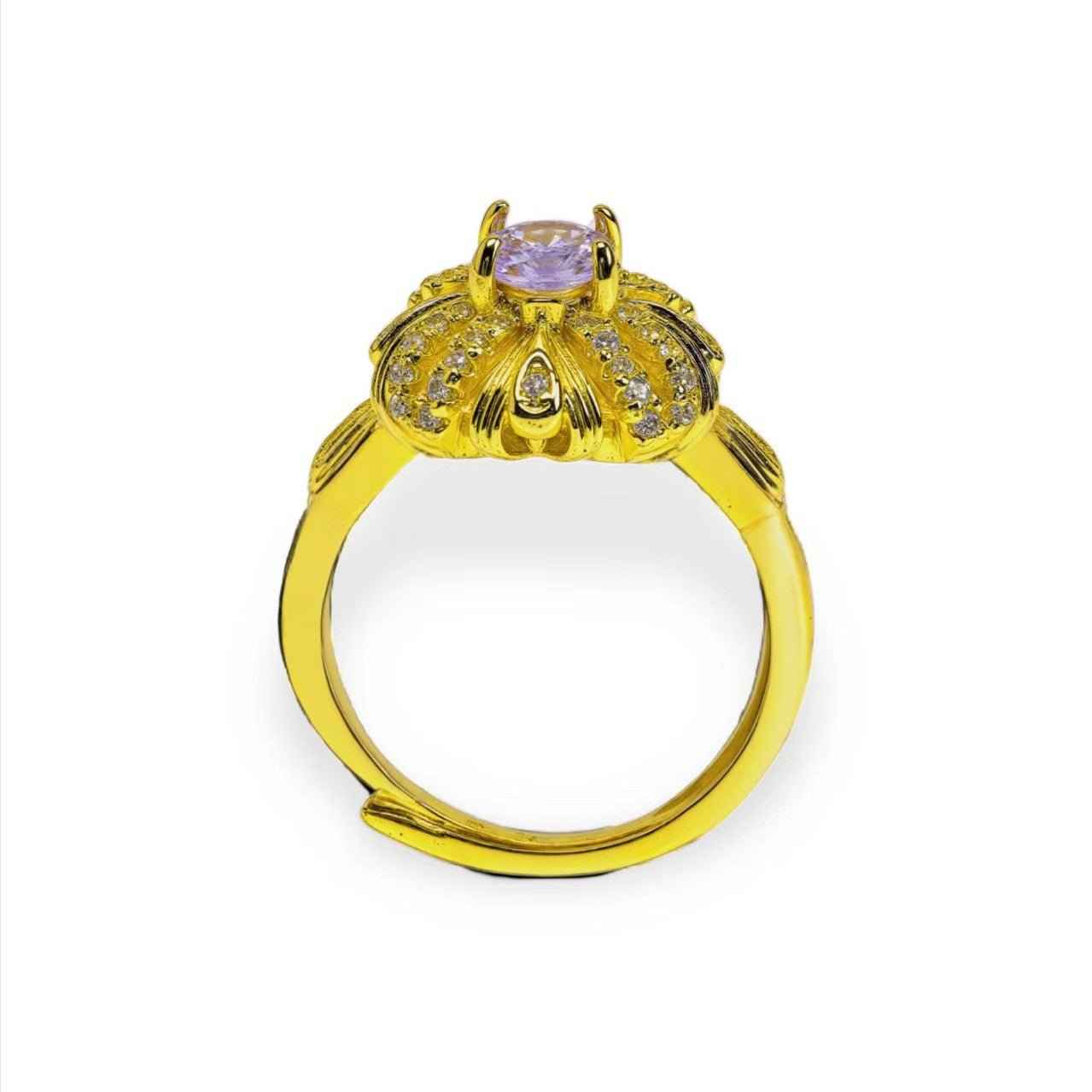 Floral Grace ring, oval - cut lavender zircon, paved - Sparkslette