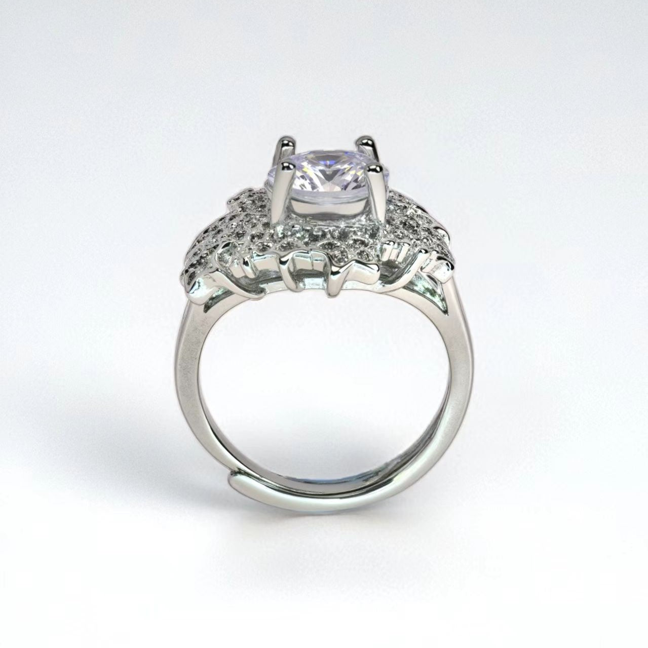 Stellar Glow ring, round - cut zircon, paved - Sparkslette