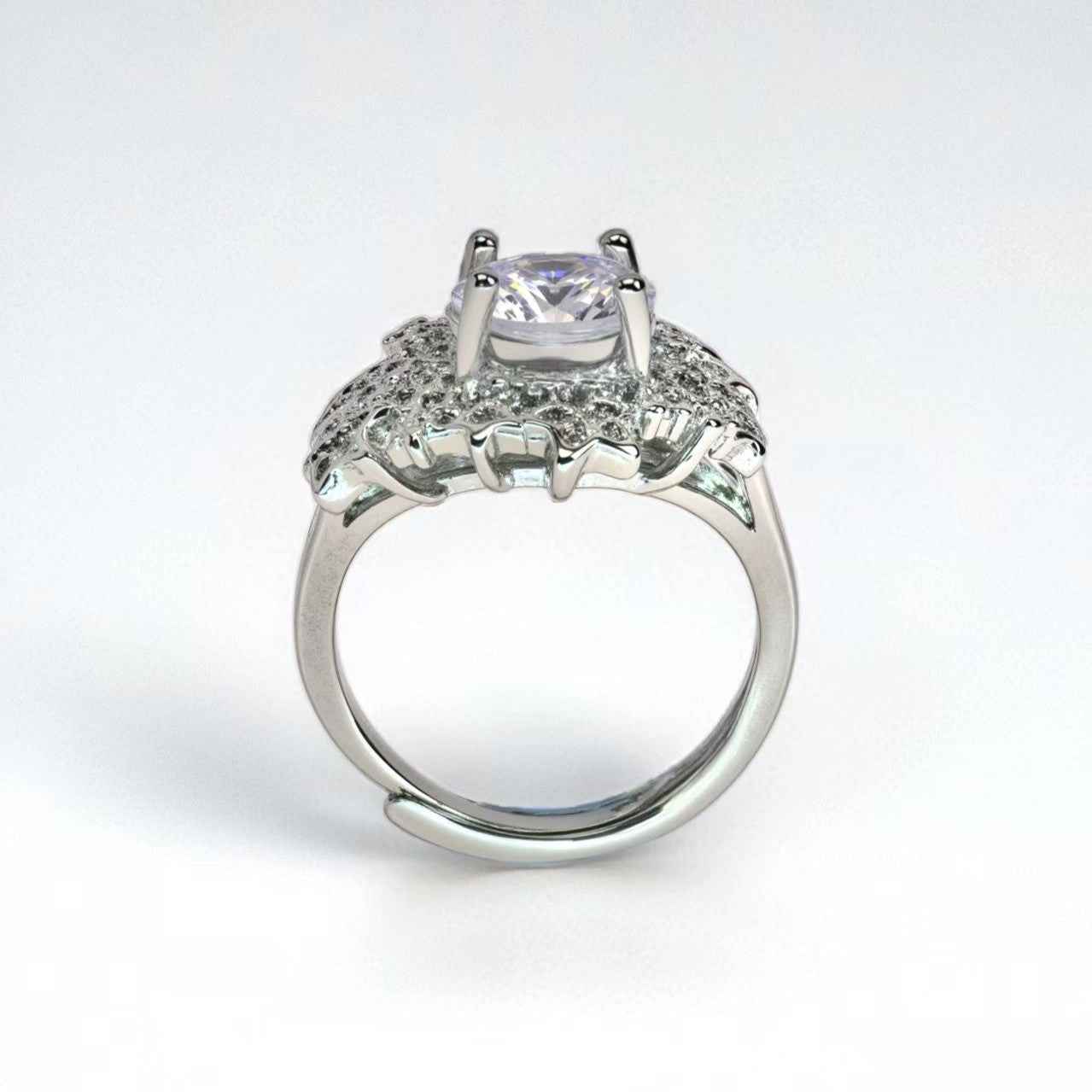 Stellar Glow ring, round - cut zircon, paved - Sparkslette