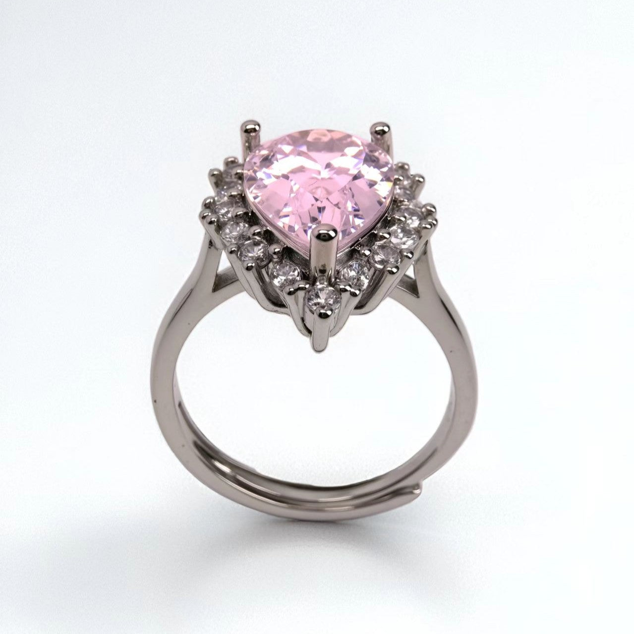 Violet Bloom ring, pear - cut pink zircon, paved - Sparkslette