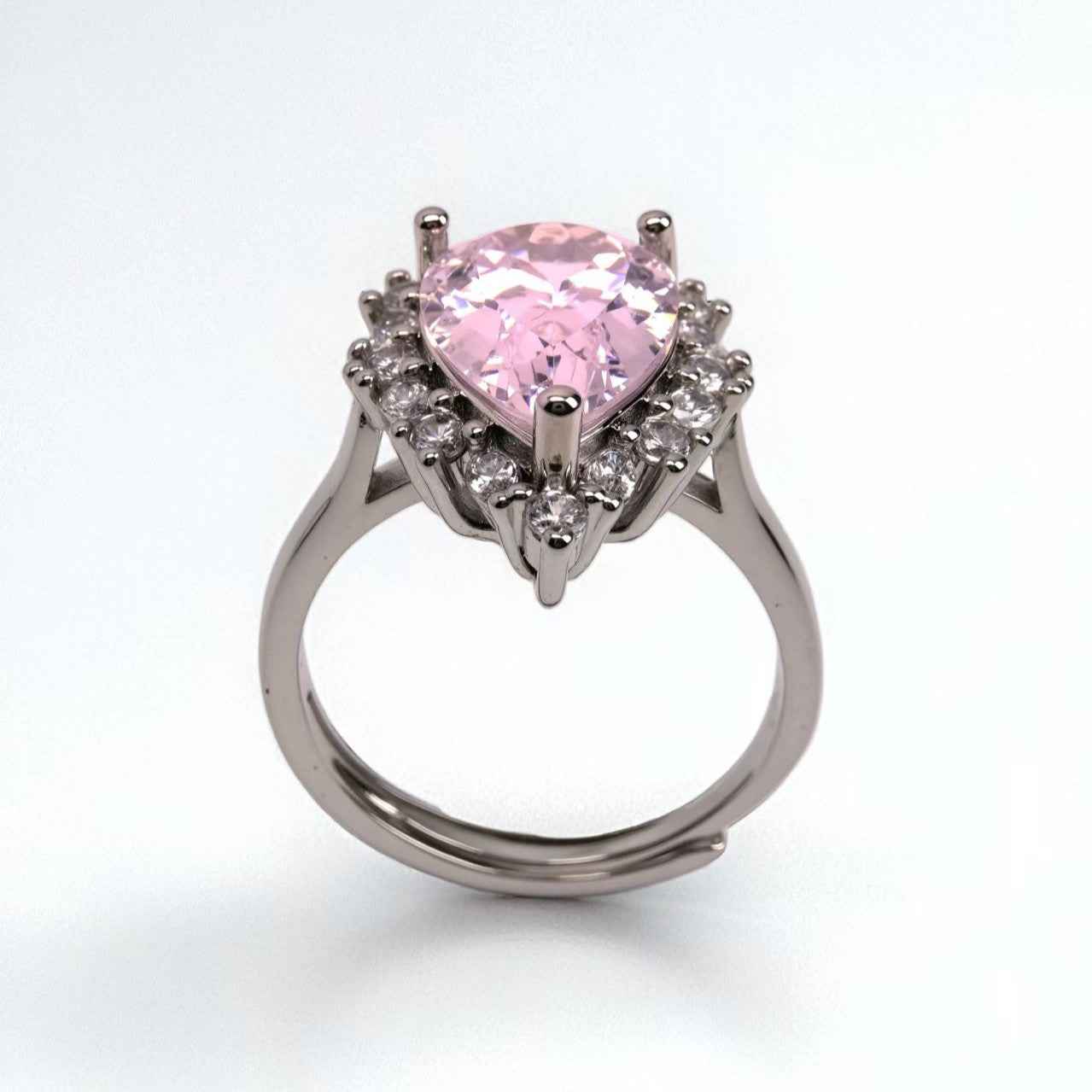 Violet Bloom ring, pear - cut pink zircon, paved - Sparkslette