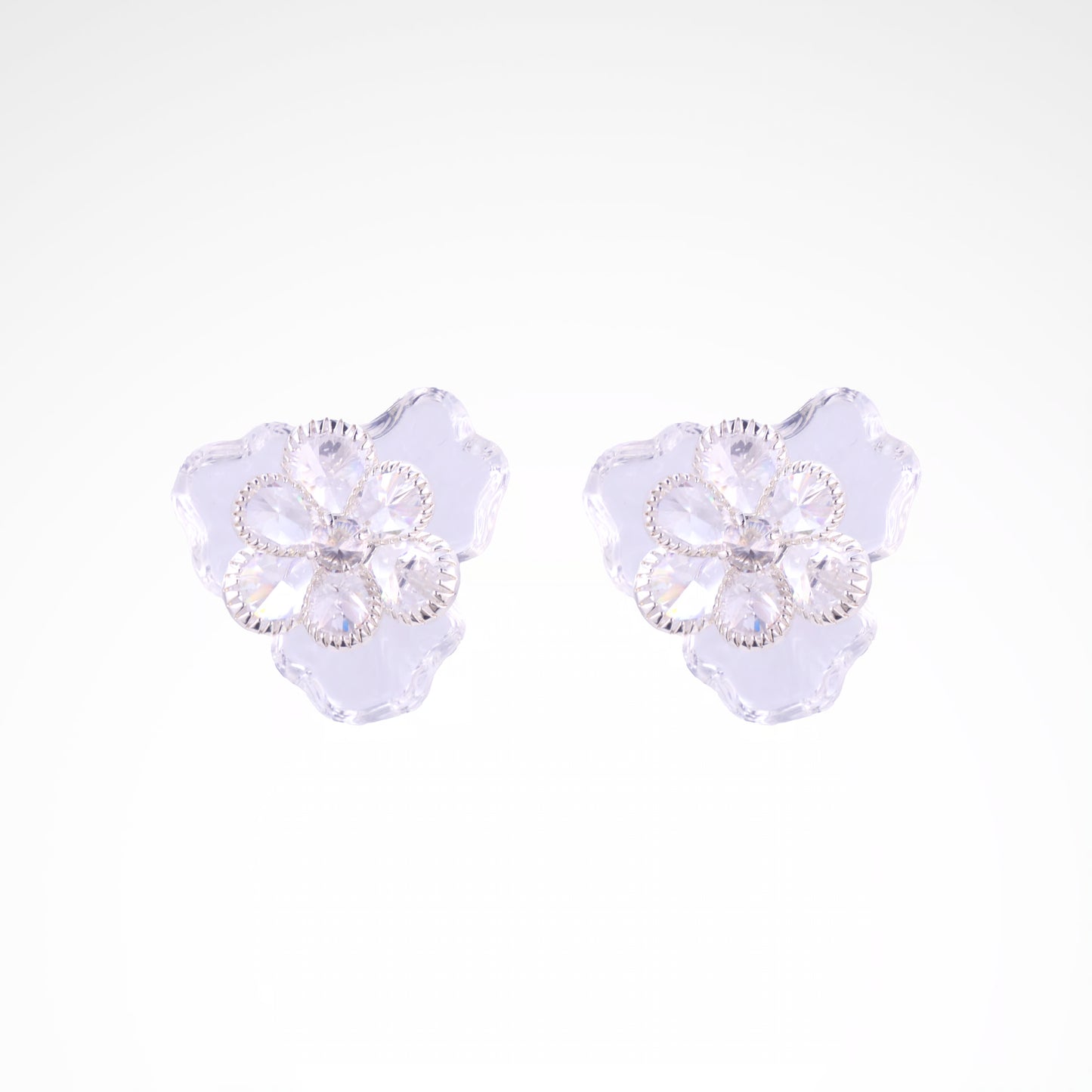 Sparkslette Opal Blossom Crystal Cluster Stud Earrings