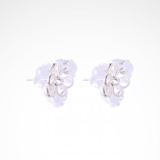 Sparkslette Opal Blossom Crystal Cluster Stud Earrings