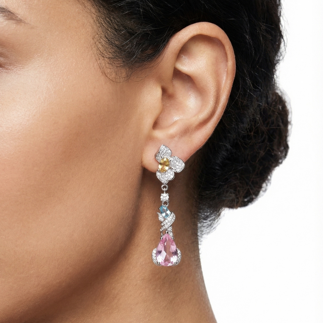 Enchanted Garden Pastel Asymmetrical Drop Earrings