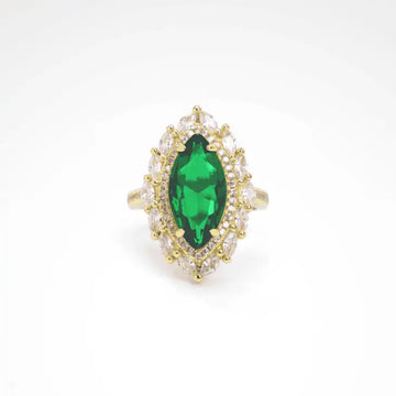 Imperial Emerald Green Marquise Sunburst Ring