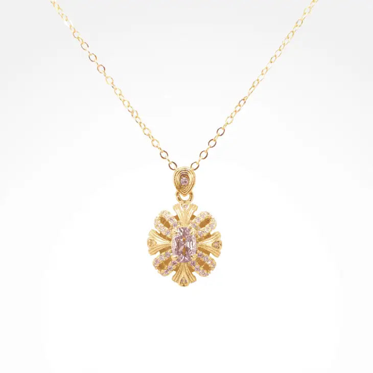 Imperial Lavender Gold-Tone Ribbon Pendant Necklace