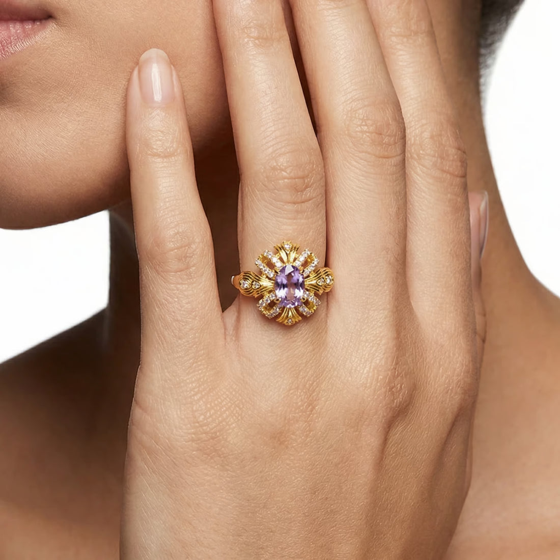 Imperial Lavender Gold-Tone Ribbon Ring