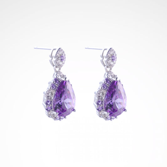 Sparkslette Purple Teardrop Amethyst-Inspired Crystal Drop Earrings