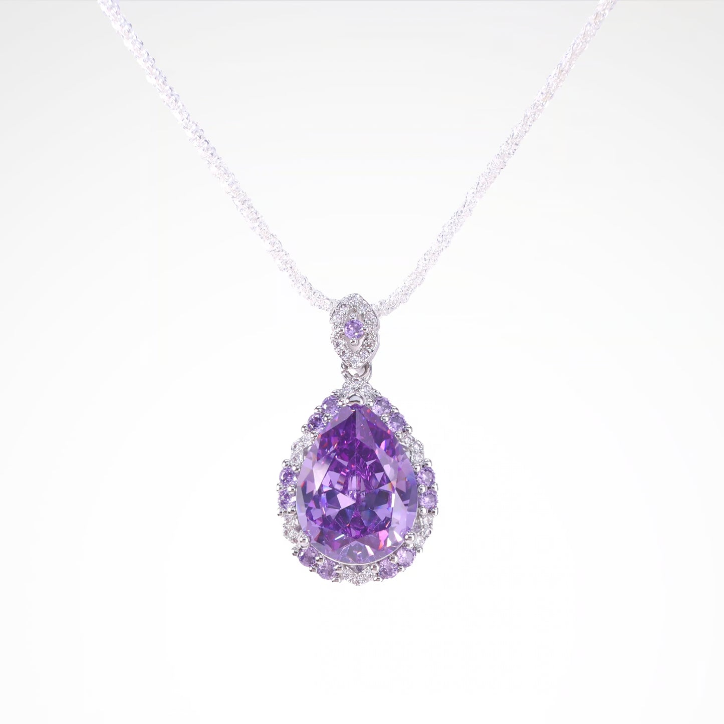Sparkslette Purple Oval Crystal Double Halo Pendant