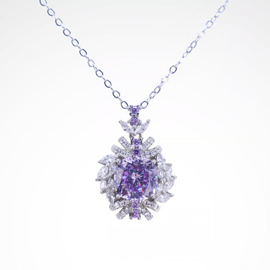 Sparkslette Purple Oval Crystal Floral Burst Pendant