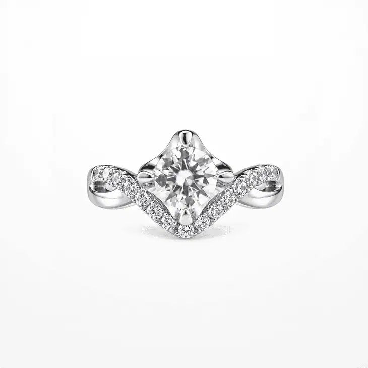 Radiant Embrace Round Moissanite Twist Ring