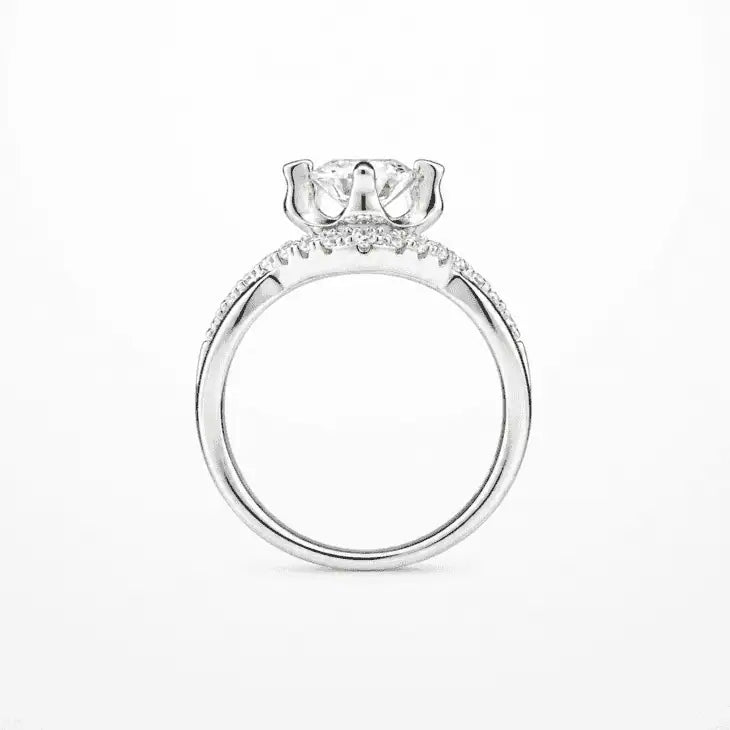 Radiant Embrace Round Moissanite Twist Ring