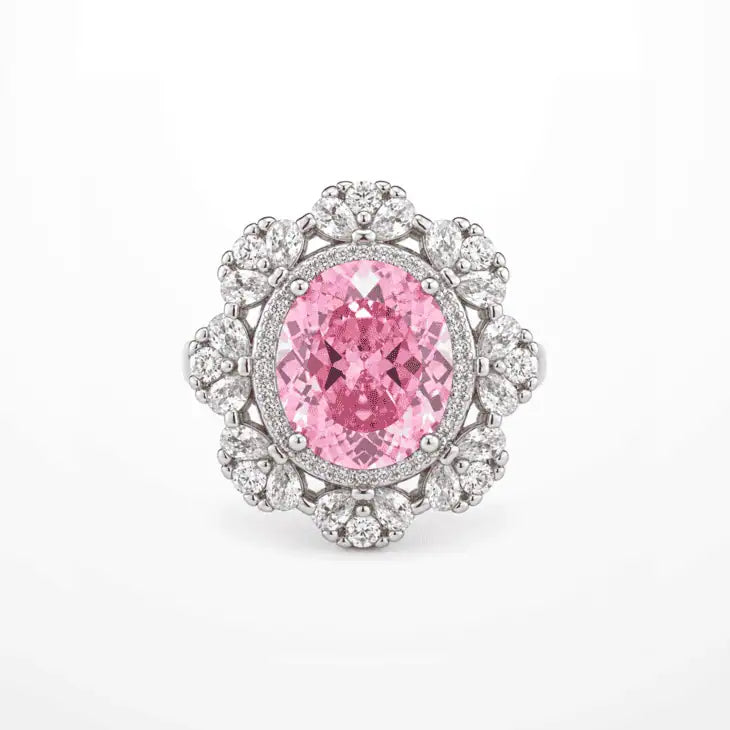 Royal Blush Oval Blossom Cocktail Ring