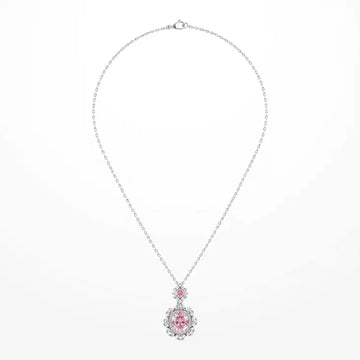 Royal Blush Oval Blossom Pendant Necklace