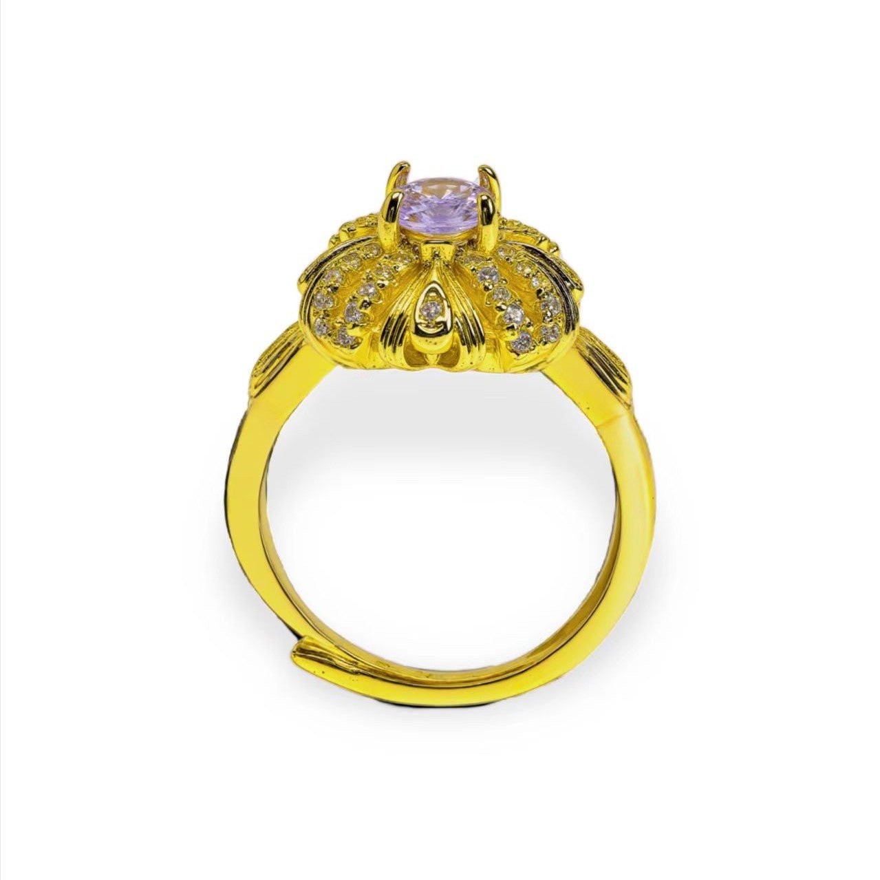 Floral Grace ring, oval - cut lavender zircon, paved - Sparkslette