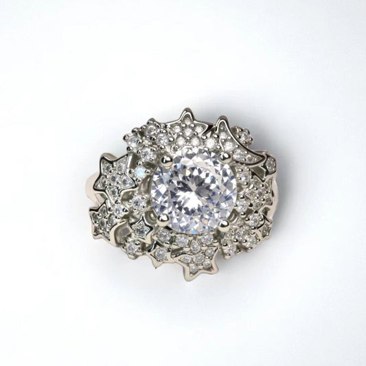 Stellar Glow ring, round - cut zircon, paved - Sparkslette